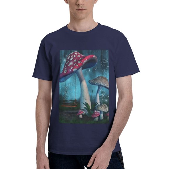 Bingfone Fantasy Mushrooms Men'S Loose Fit Short-Sleeve Pocket T-Shirt