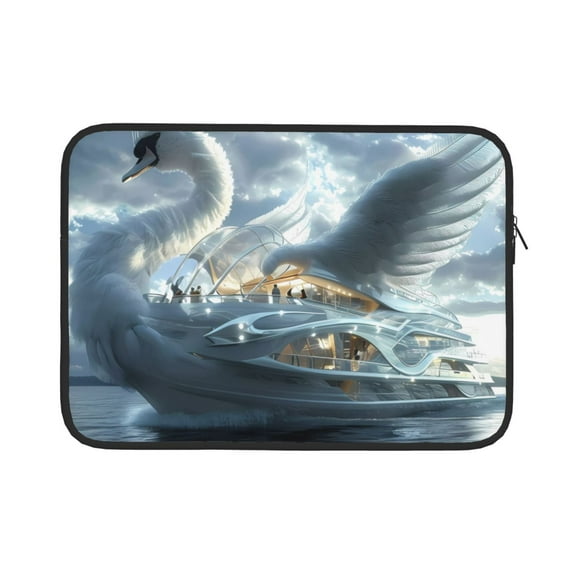 Bingfone Fantasy Swan Yacht Design Laptop Sleeve Case 13 inch , 360° Protective Computer Carrying Bag
