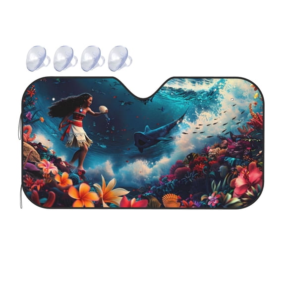 Bingfone Fantasy Underwater Adventure Car Windshield Sunshade,Sun Foldable Sun Shield Sun Visor for Car - Small