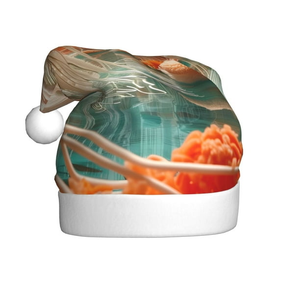 Bingfone Fantasy Underwater Jellyfish Santa Hat for Adults,Unisex Christmas Hat Hats Extra Thicken Classic Plush for Christmas New Year Festive Holiday