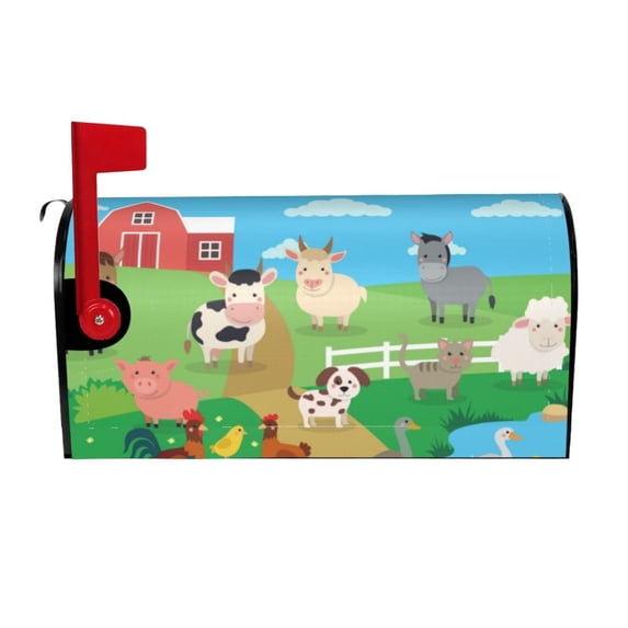 Bingfone Farm Animals Magnetic Mailbox Cover Standard Size For Garden Yard Outdoor Decorations-21x18 In