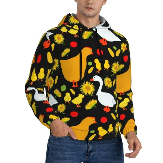 Bingfone Farm Goose Men'S Drawstring Hoodie Long Sleeve Pocket Sweatshirts-Medium