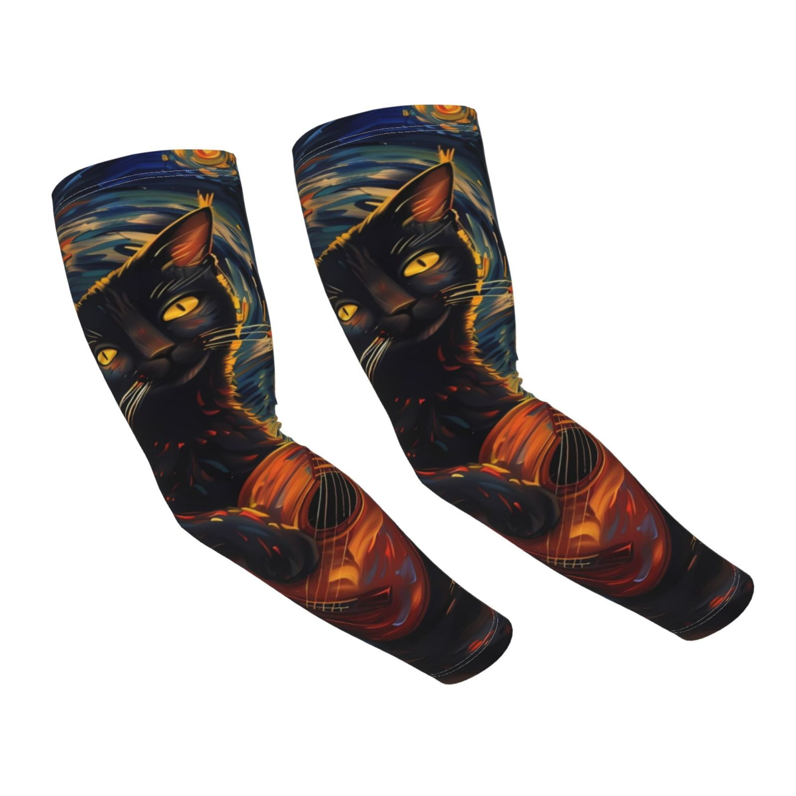 Bingfone Farmers Gardening Sleeves Sun Protection Arm Cooling Sleeves For Women Men With Thumb Hole Colorful Mediterranean Village - View #3