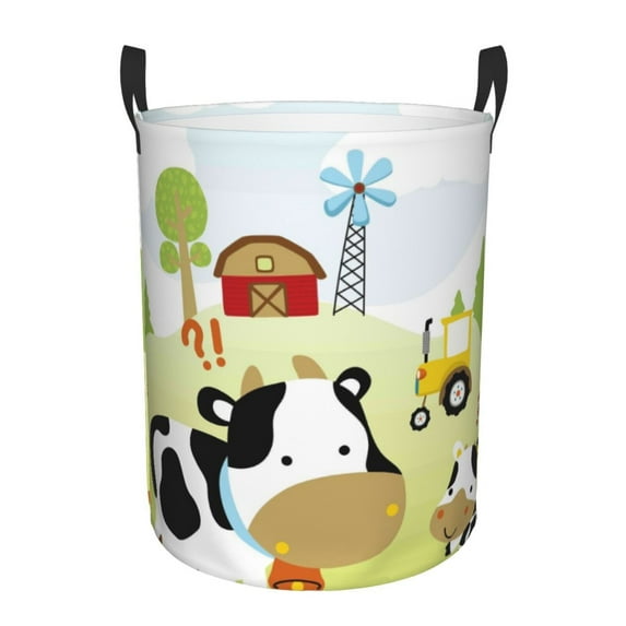 Bingfone Farmfield With Cute Animals Waterproof Foldable Laundry Hamper Bucket With Handles For Storage Bin,Clothes Hamper (Medium)