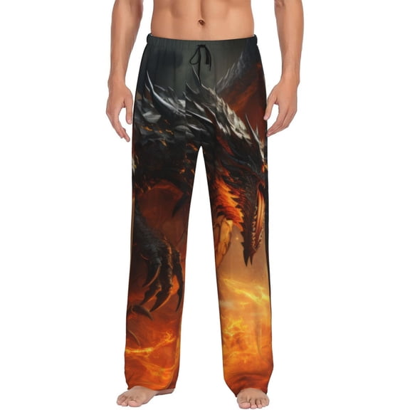 Bingfone Fiery Dragon Of Chaos Mens All Over Print Sleep Pajama Pants-Large