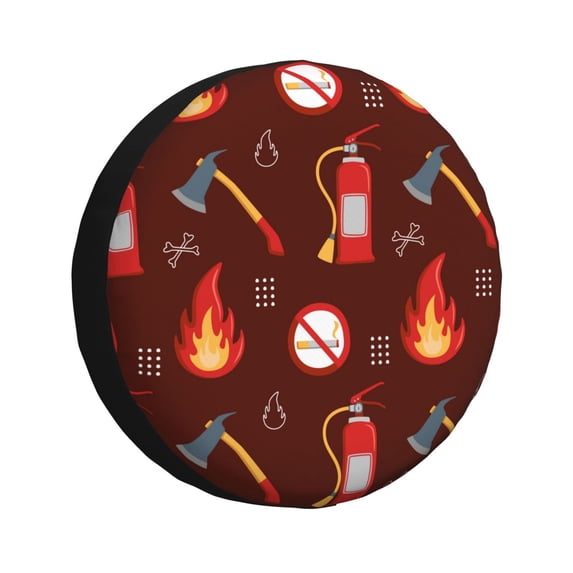 Bingfone Fire Extinguisher Spare Tire Cover Weatherproof Universal Wheel Protectors For Rv Camper Travel Trailer Suv Truck 17 Inch