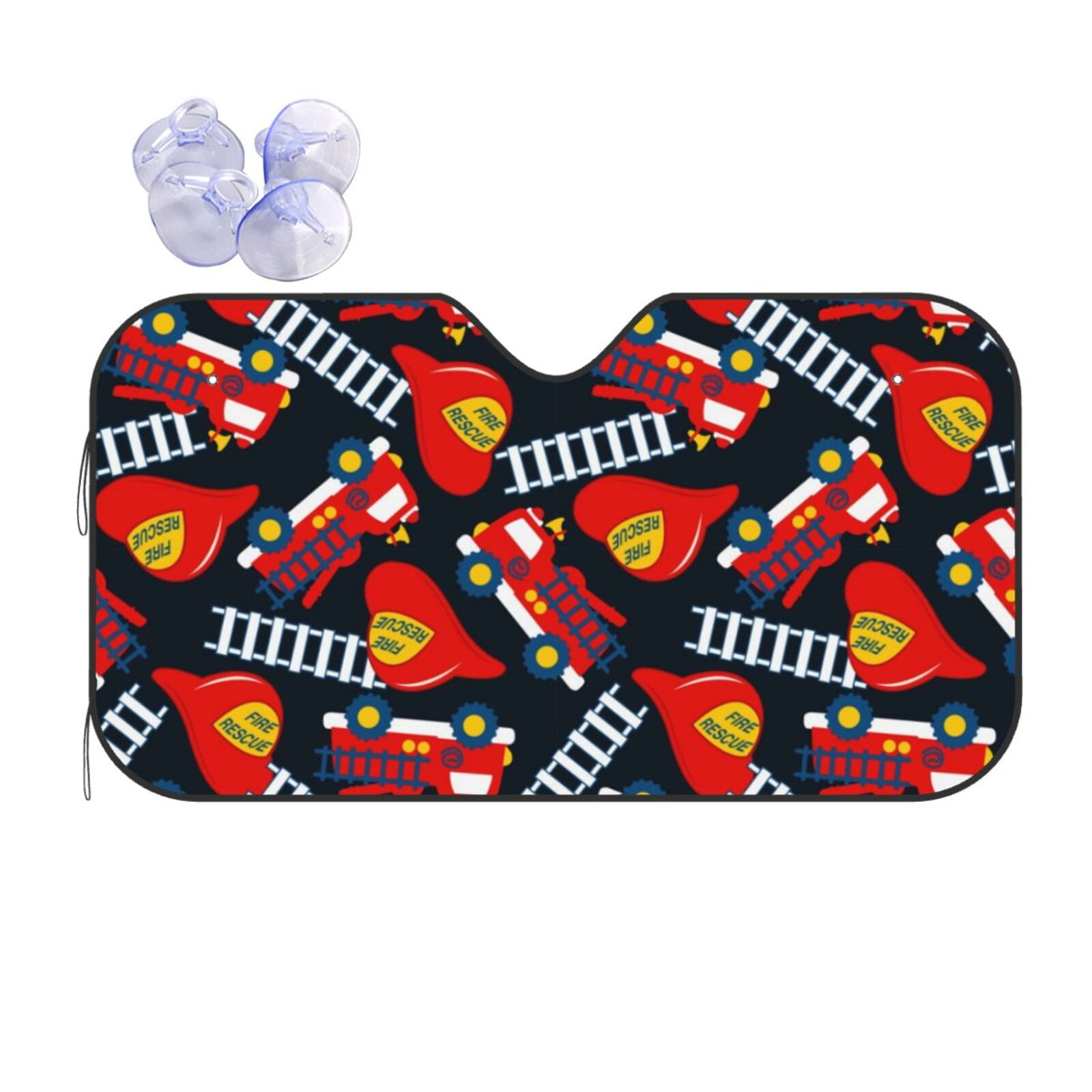 Bingfone Fire Rescue With Red Helmet And Truck Car Windshield Sun Shade ...