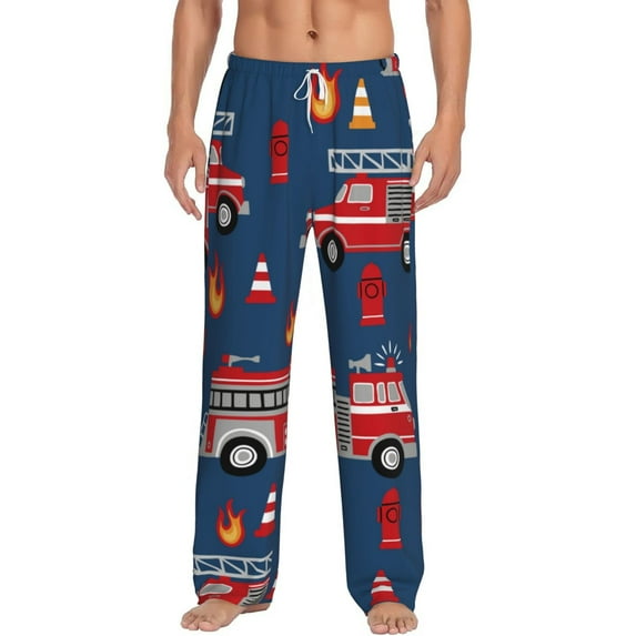 Bingfone Fire Truck 1 Mens All Over Print Sleep Pajama Pants-Small