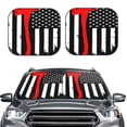 thumbnail image 1 of Bingfone Firefighters Usa Flag Black And White Flag Print 2-Piece Sun Shade Front Windshield - Foldable Car Front Window Sunshades For Most Sedans Suv Truck - Large, 1 of 7