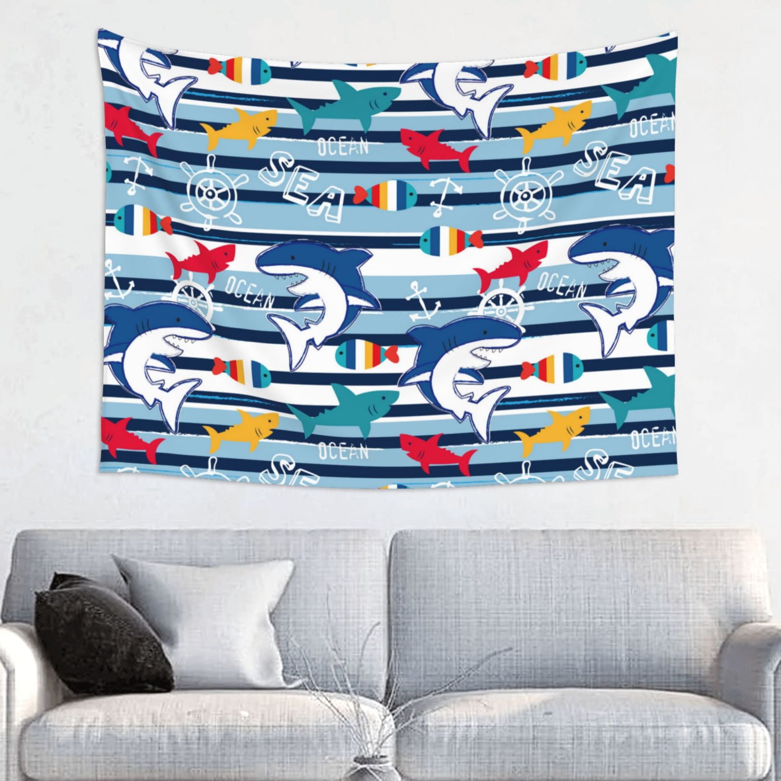 Bingfone Fish And Shark Tapestry Wall Hanging Decor for Living Room