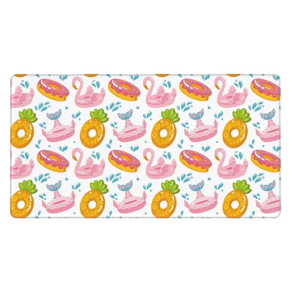 Bingfone Flamingo And Pineapple Large Gaming Mouse Pad,Extended Desk Mousepad with Stitched Edges,Non-Slip Base,Water Resist Keyboard Pad for Gamer, Office & Home, 29.5 x 16 in