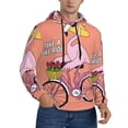 thumbnail image 1 of Bingfone Flamingo Riding a Bicycle Men's Drawstring Hoodie Long Sleeve Pocket Sweatshirts-Medium, 1 of 6