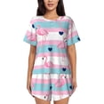 thumbnail image 1 of Bingfone Flamingo1 Print Pajamas Sets for Women Soft Short-Sleeved Pjs with Lounge Shorts Two Piece Sleepwear, 1 of 8