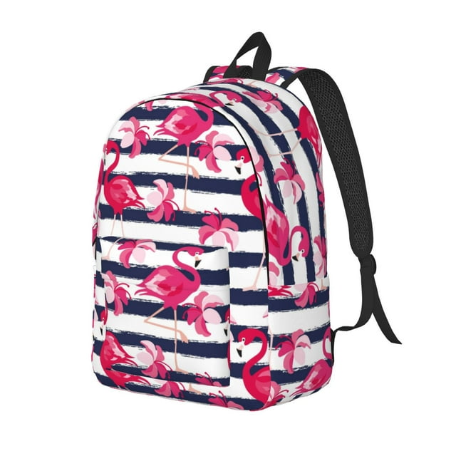 Bingfone Flamingos Print Canvas College Laptop Backpack, Large Capacity