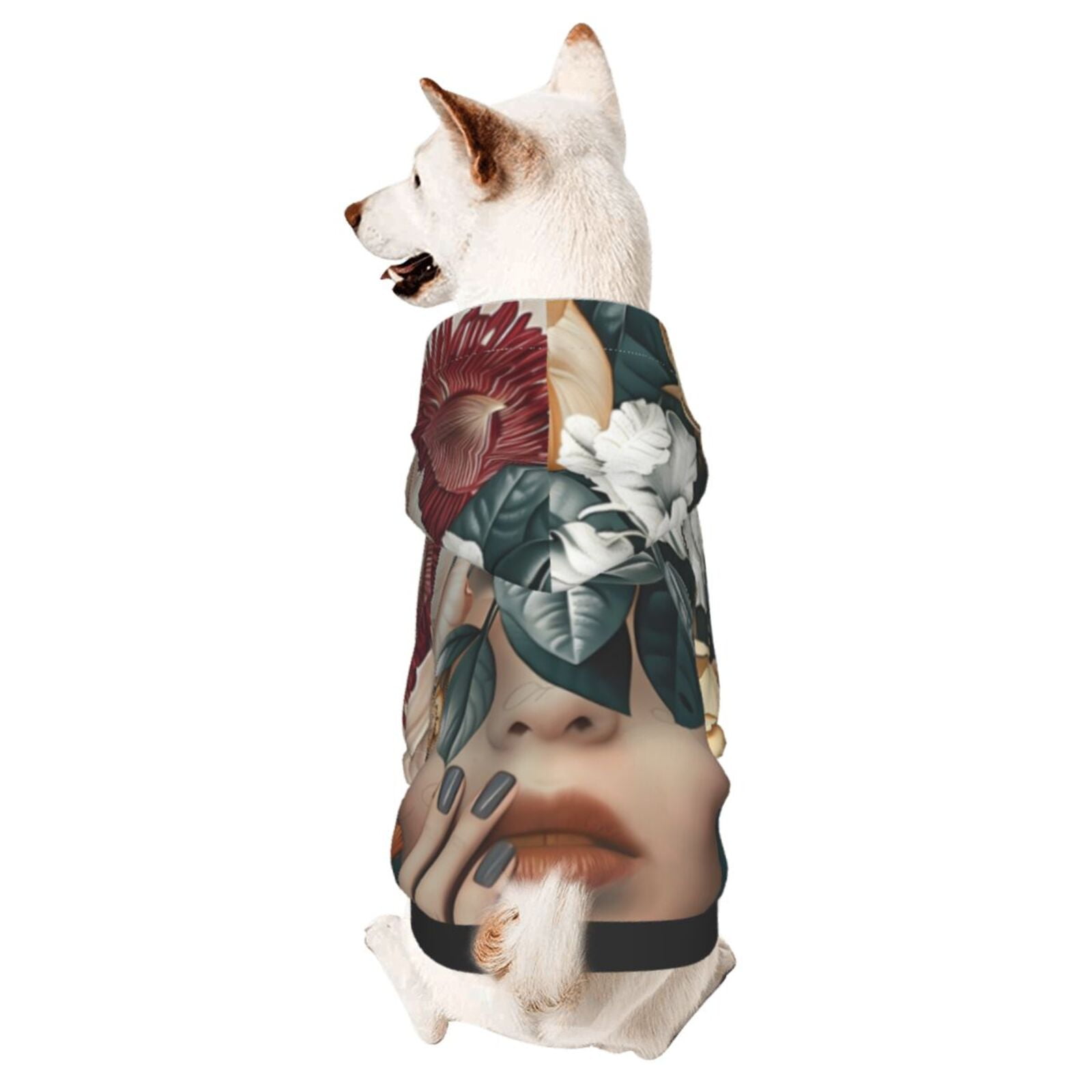 Bingfone Floral Head Dreamscape Dog Clothes Hoodie, Pet Winter Coat