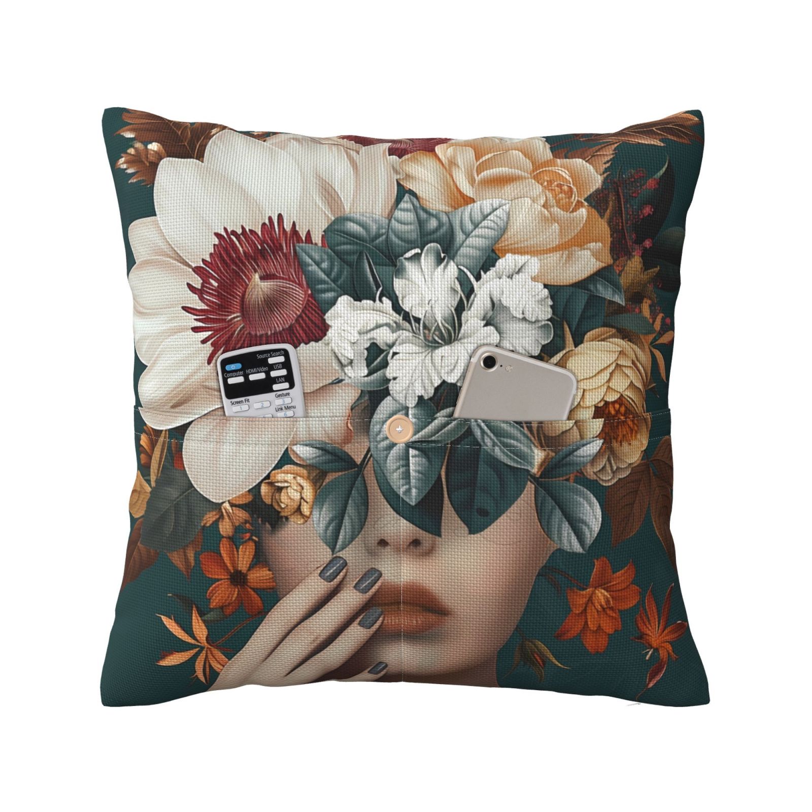 Bingfone Floral Head Dreamscape Linen Throw Pillow Covers Cushion Case