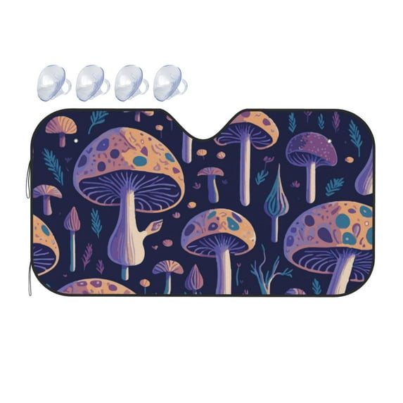 Bingfone Floral Hippie Mushrooms Car Windshield Sunshade,Sun Foldable Sun Shield Sun Visor for Car - Small