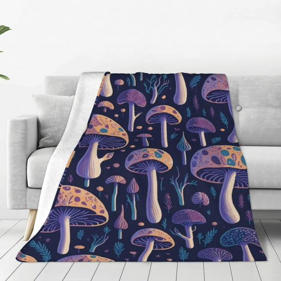 Bingfone Floral Hippie Mushrooms Print Flannel Fleece Blanket Throw Blanket For Bed,Sofa,Couch,Travel,Camping(40"X30")