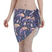 Bingfone Floral Hippie Mushrooms Women's Sarong Swimsuit Cover Ups Bathing Suit Coverups Chiffon Beach Wrap Skirts