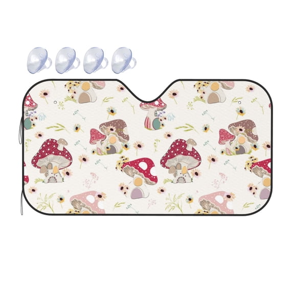 Bingfone Floral Mushroom Car Windshield Sunshade,Sun Foldable Sun Shield Sun Visor for Car - Small