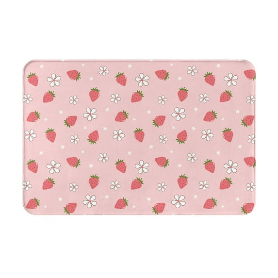 Bingfone Floral Strawberr Door Mat 16"x24" Front Entrance Non-Slip Low Profile Washable for Entryway