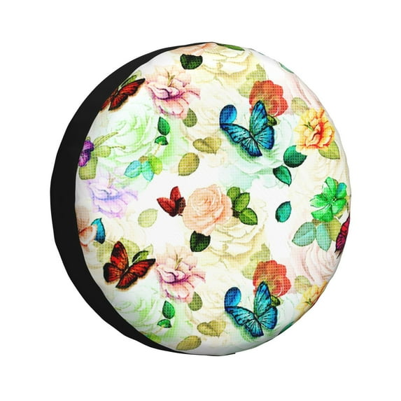 Bingfone Floral Vintage Spare Tire Cover Weatherproof Universal Wheel Protectors for RV Camper Travel Trailer SUV Truck-17 inch