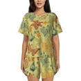 thumbnail image 1 of Bingfone Floral with Butterflies Print Pajamas Sets for Women Soft Short-Sleeved Pjs with Lounge Shorts Two Piece Sleepwear, 1 of 8
