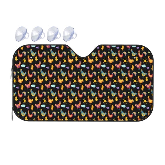 Bingfone Flowe Rooster Car Windshield Sunshade,Sun Foldable Sun Shield Sun Visor for Car - Small