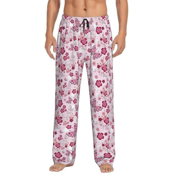 Bingfone Flower Butterfly Mens All Over Print Sleep Pajama Pants-XX-Large