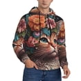 thumbnail image 1 of Bingfone Flower Crown Cat Men's Drawstring Hoodie Long Sleeve Pocket Sweatshirts-X-Large, 1 of 6