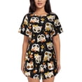 thumbnail image 1 of Bingfone Flower Fox Print Pajamas Sets for Women Soft Short-Sleeved Pjs with Lounge Shorts Two Piece Sleepwear, 1 of 8