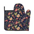 thumbnail image 1 of Bingfone Flower Print Oven Mitts Pot Holders Set 2 PCS for Kitchen for Cooking Grilling Baking BBQ Pot Holders Cook Essentials, 1 of 7