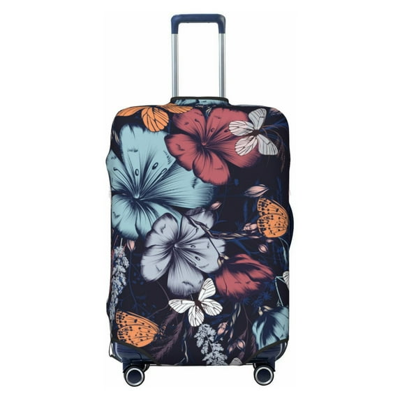 Bingfone Flowers Ad Butterflies Luggage Cover Washable Suitcase Cover Protector Anti-Scratch Suitcase Cover Fits 18-32 Inch Luggage