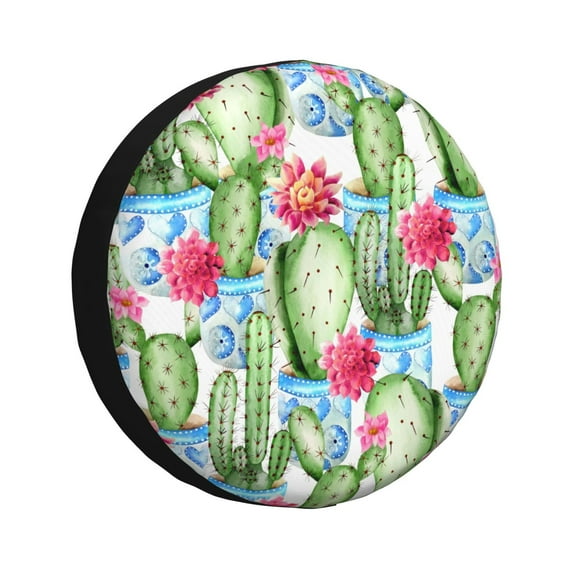 Bingfone Flowers And Cactus Spare Tire Cover Weatherproof Universal Wheel Protectors For Rv Camper Travel Trailer Suv Truck 16 Inch
