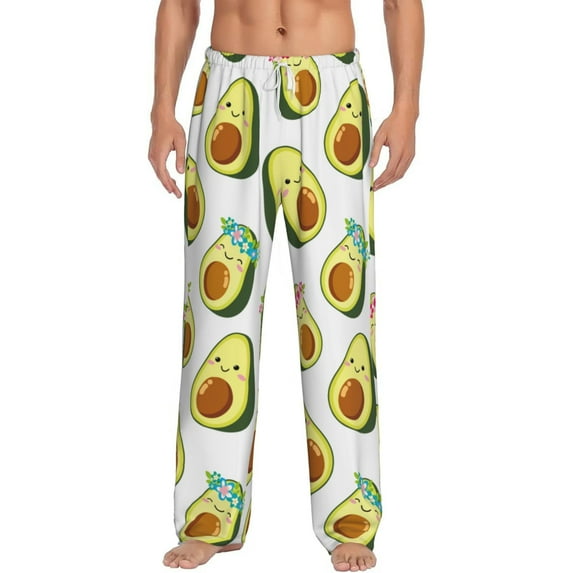 Bingfone Flowers Avocado Mens All Over Print Sleep Pajama Pants-Small