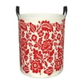 thumbnail image 1 of Bingfone Flowers Red Beige Waterproof Foldable Laundry Hamper Bucket With Handles For Storage Bin,Clothes Hamper (Small), 1 of 8