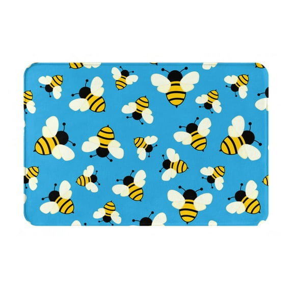 Bingfone Flying Bees Door Mat 16"X24" Front Entrance Non-Slip Low Profile Washable For Entryway