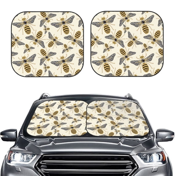 Bingfone Flying Bees1 Windshield Sun Shade 2-Piece Foldable Car Front Window Sunshade for Most Sedans SUV Truck-Small