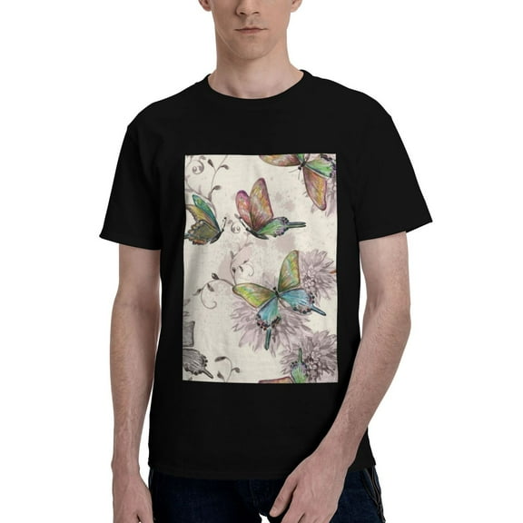 Bingfone Flying Butterflies-1 Men'S Loose Fit Short-Sleeve Pocket T-Shirt