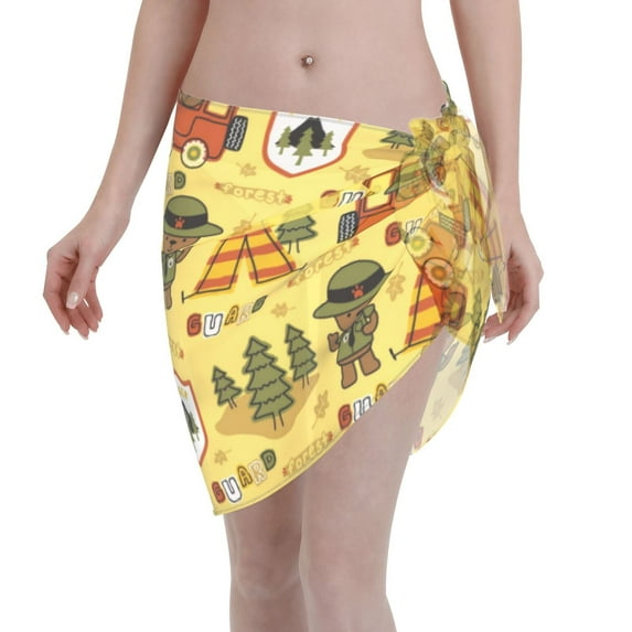 Bingfone Forest Guard Women's Sarong Swimsuit Cover Ups Bathing Suit Coverups Chiffon Beach Wrap Skirts