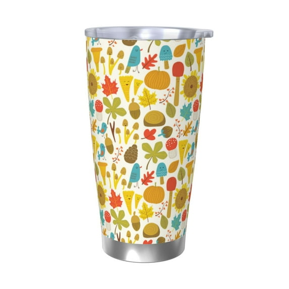 Bingfone Forest Mushrooms for 20 Oz Stainless Steel Travel Mug Double Wall Water Coffee Cup for Home,Office, Outdoor Works Great for Ice Drinks and Hot Beverage-Without Straw