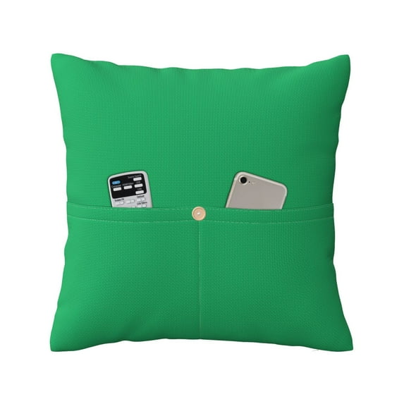 Bingfone Forestgreen Linen Throw Pillow Covers Cushion Case Pocket Button Vintage Farmhouse Pillowcase for Sofa Couch Bed 16"x16"