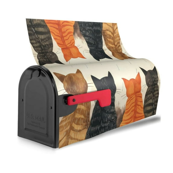 Bingfone Four Cats Watching Rain Magnetic Mailbox Cover Standard Size for Garden Yard Outdoor Decorations-21x18 in