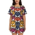 thumbnail image 1 of Bingfone Fox Face Print Pajamas Sets for Women Soft Short-Sleeved Pjs with Lounge Shorts Two Piece Sleepwear, 1 of 1