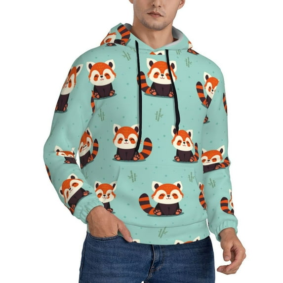 Bingfone Fox Men's Drawstring Hoodie Long Sleeve Pocket Sweatshirts-XX-Large