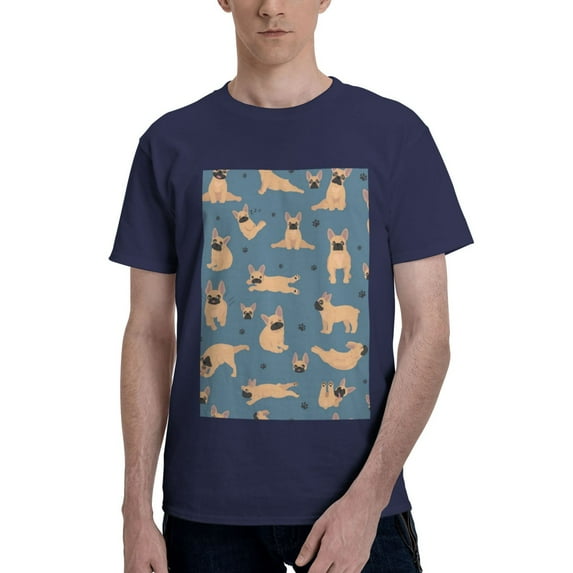 Bingfone French Bulldog Yoga Men'S Loose Fit Short-Sleeve Pocket T-Shirt