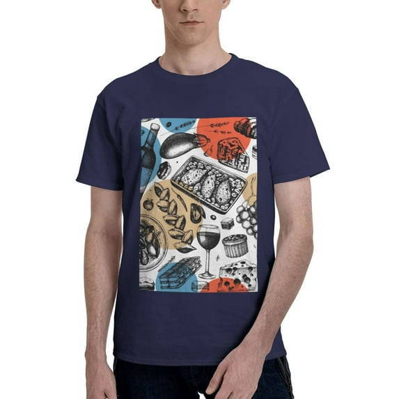 Bingfone French Food Men'S Loose Fit Short-Sleeve Pocket T-Shirt
