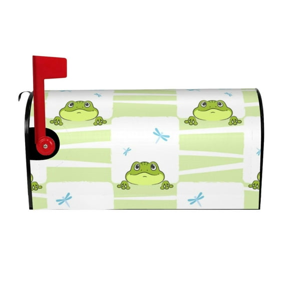 Bingfone Frogs and Dragonflies Magnetic Mailbox Cover Standard Size for Garden Yard Outdoor Decorations-25.5x21 in