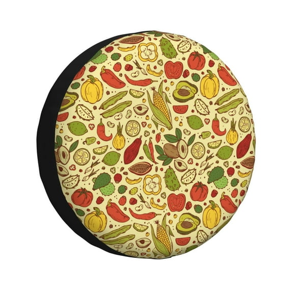 Bingfone Fruits And Vegetables Spare Tire Cover Weatherproof Universal Wheel Protectors for RV Camper Travel Trailer SUV Truck-15 inch