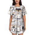 thumbnail image 1 of Bingfone Funny Animals Series Print Pajamas Sets for Women Soft Short-Sleeved Pjs with Lounge Shorts Two Piece Sleepwear, 1 of 1